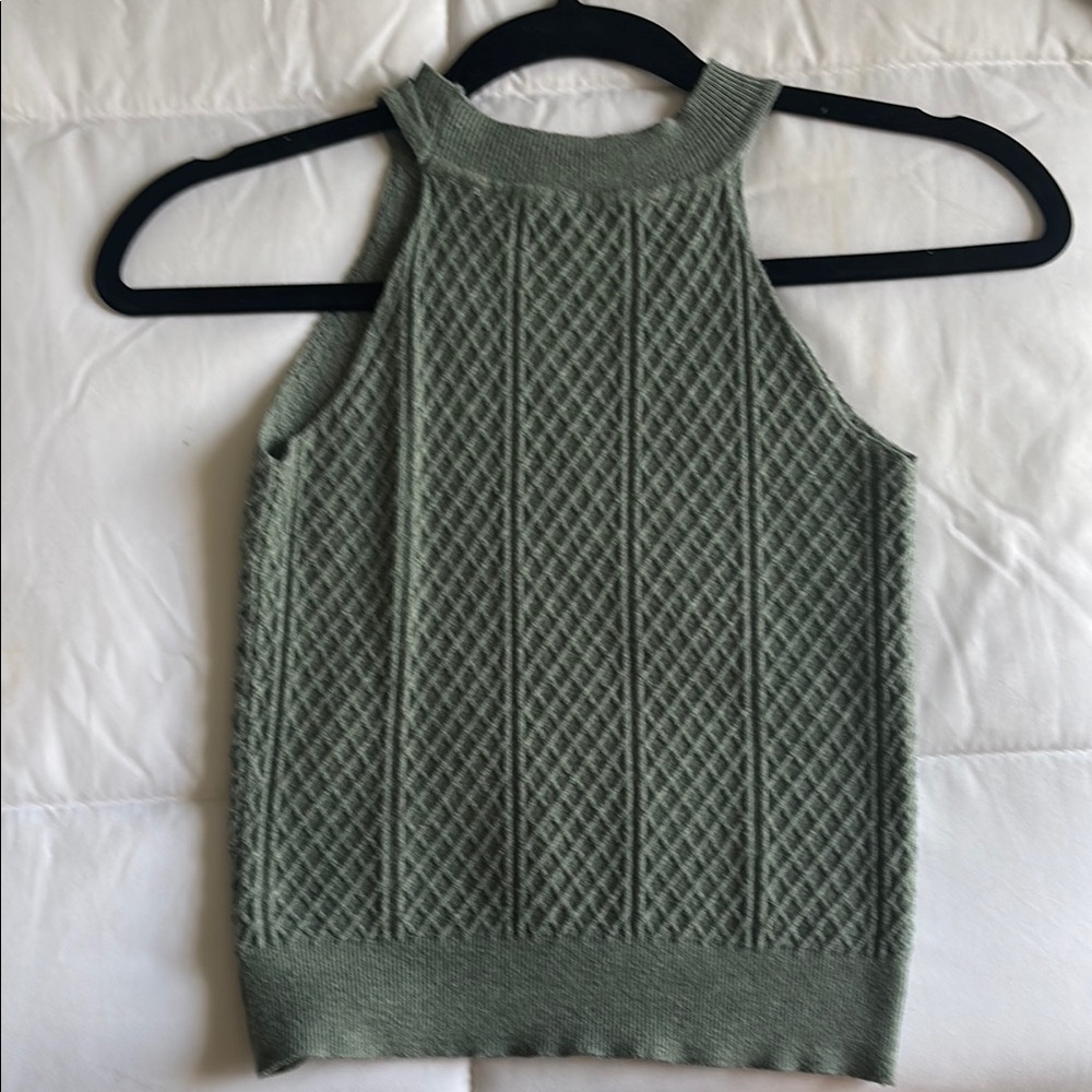 Green Sleeveless Knit Sweater